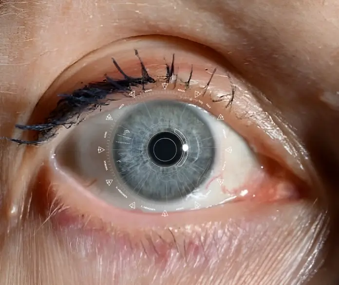 Iris reading overlay tracking systemic chronic inflammation and detoxification progress